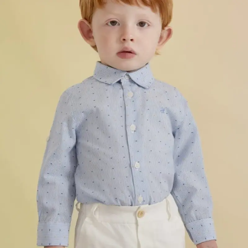 Abel & Lula Βaby Striped light Blue Shirt With Dots Abel & Lula Βaby Striped light Blue Shirt With Dots