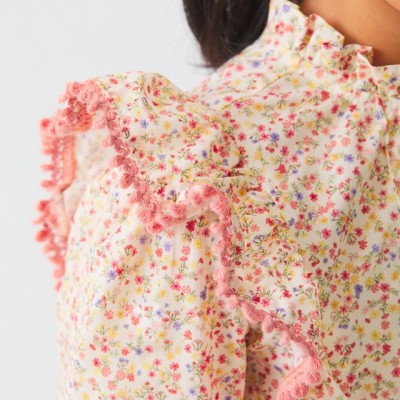 Abel & Lula Kids  Blouse with printed Rouse Flowers with Ruffles