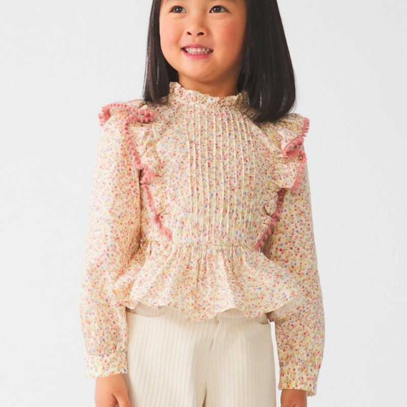 Abel & Lula Kids  Blouse with printed Rouse Flowers with Ruffles