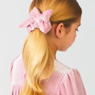 Abel & Lula Kids Elastic Bow Pink Velvet Abel & Lula Kids Elastic Bow Pink Velvet