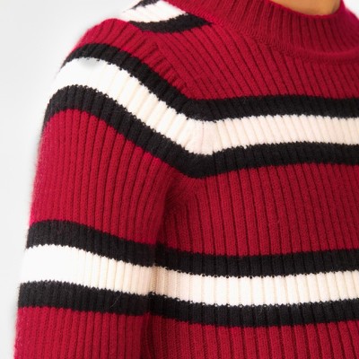 Abel & Lula Kids Red Knitted Turtleneck with Stripes