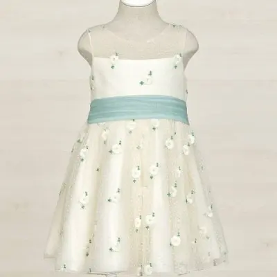 Abel & Lula Kid Τulle White Dress With Flowers Abel & Lula Kid Τulle White Dress With Flowers