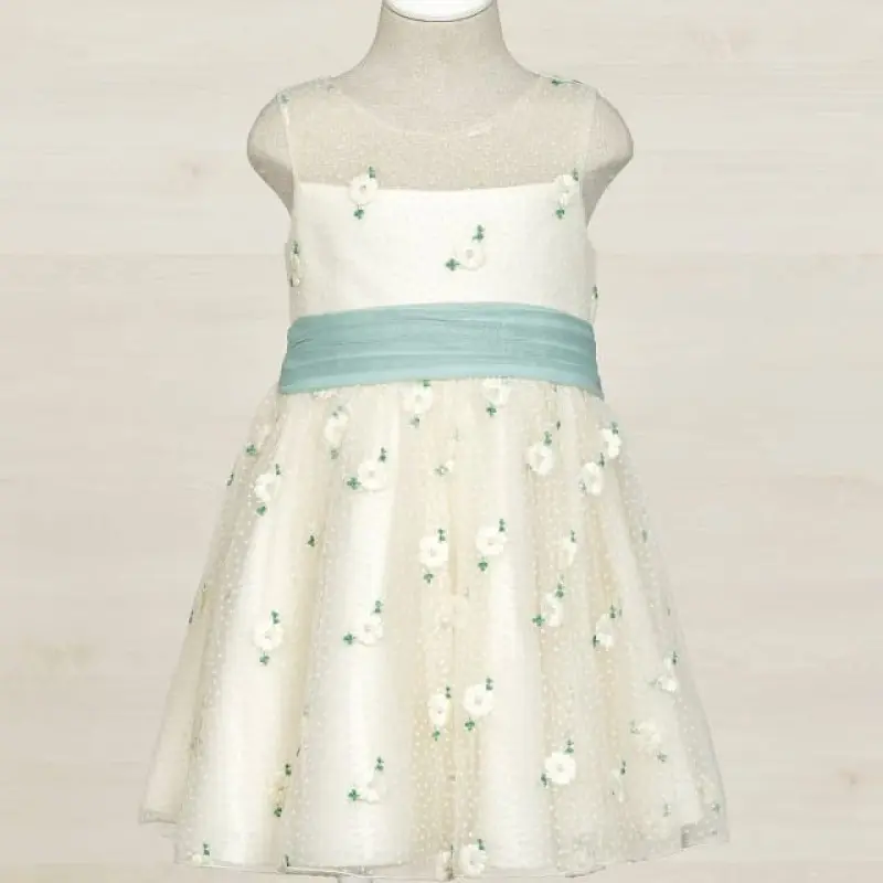 Abel & Lula Kid Τulle White Dress With Flowers Abel & Lula Kid Τulle White Dress With Flowers
