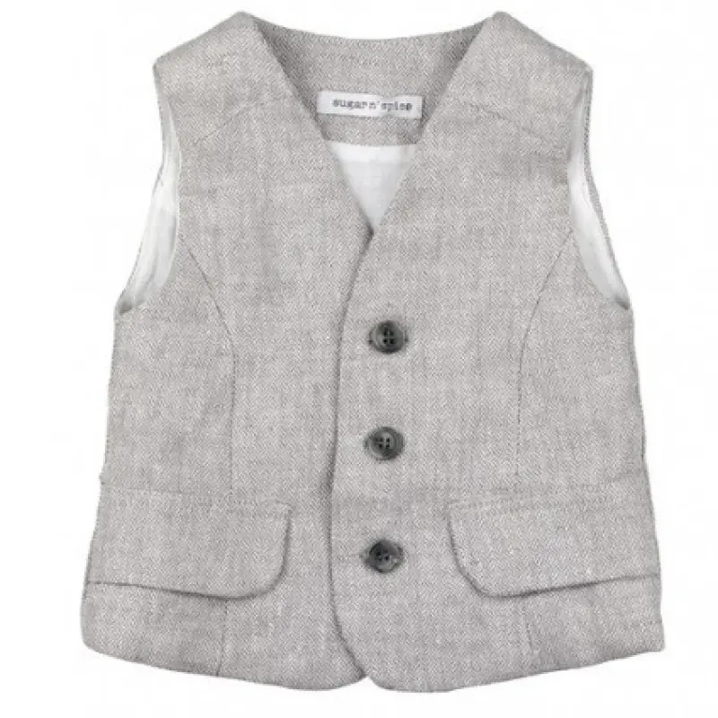 Baptism Waistcoast Grey Linen Sugar N' Spice Baptism Waistcoast Grey Linen Sugar N' Spice