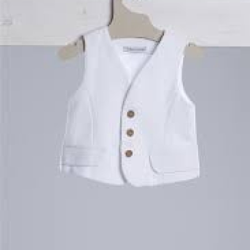 Baptism Waistcoast White Linen Sugar N' Spice