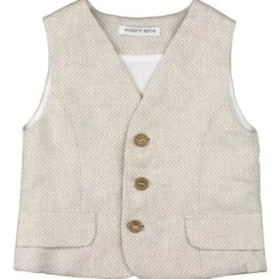 copy of Baptism Waistcoast Grey Linen Sugar N' Spice