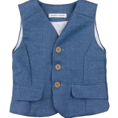 Baptism Waistcoast Woven Blue Sugar N' Spice