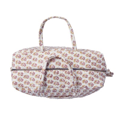 Bonheur Du Jour Quilted Ivory Bag With Indian Flowers