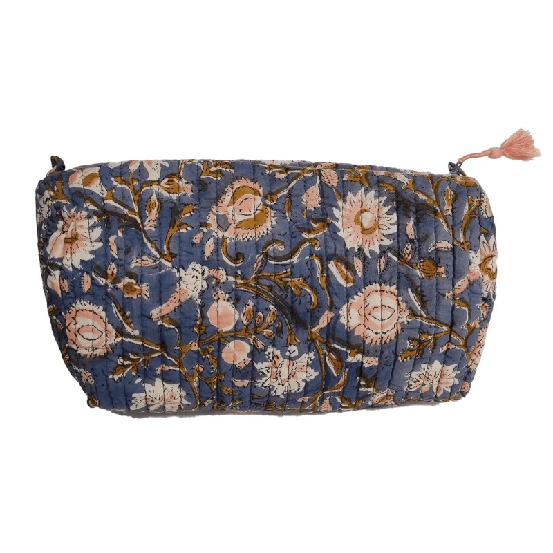 Bonheur Du Jour Children's Blue Toiletry With Pink Indian Flowers Bonheur Du Jour Children's Blue Toiletry With Pink Indian Flowers