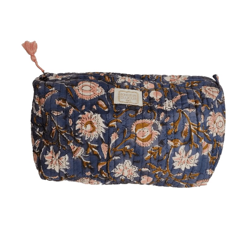Bonheur Du Jour Children's Blue Toiletry With Pink Indian Flowers Bonheur Du Jour Children's Blue Toiletry With Pink Indian Flowers
