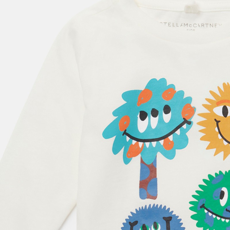 Baby Monster Face Print Long Sleeve White Blouse Stella McCartney Baby Monster Face Print Long Sleeve White Blouse Stella McCartney