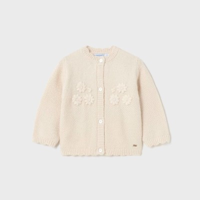 Baby Ivory/Gold  Knit Cardigan Mayoral