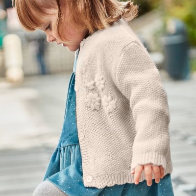 Baby Ivory/Gold  Knit Cardigan Mayoral