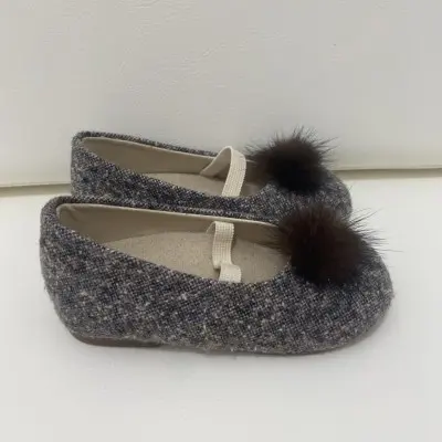 Baby Brown Ballerina With Brown Pom Pom Babywalker