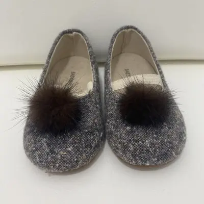 Baby Brown Ballerina With Brown Pom Pom Babywalker