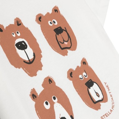 Baby White T-shirt With Bear Print Faces Stella McCartney