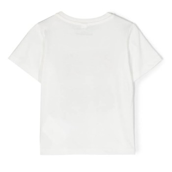 Stella McCartney Βρεφική Λευκή Κοντομάνικη Μπλούζα με Χαμογελαστές Φατσούλες Αρκούδων