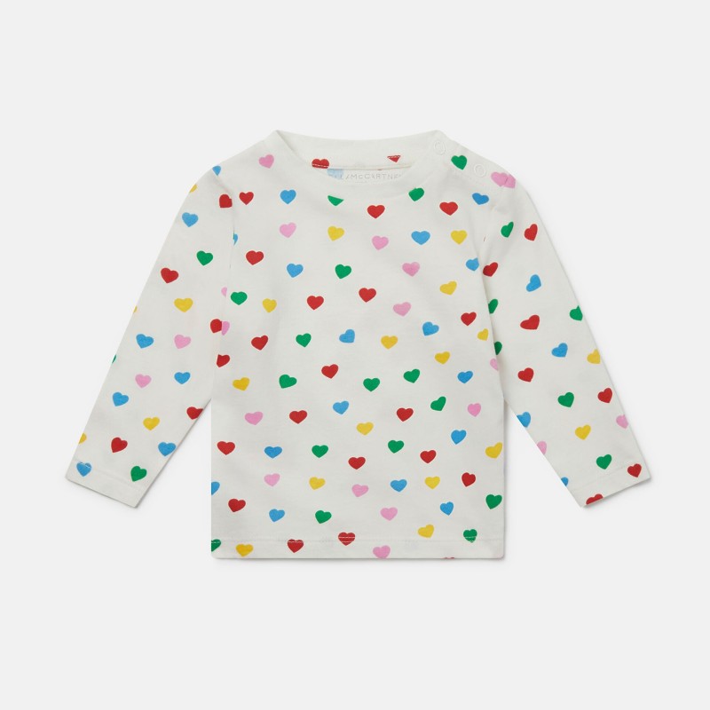 Baby White Blouse With Multicolour Hearts Stella McCartney