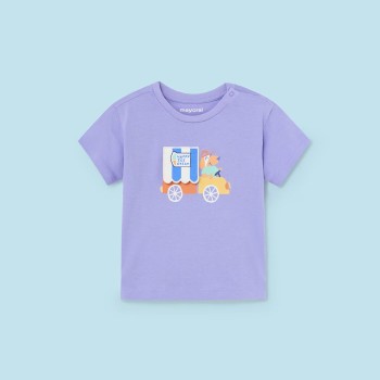 Βρεφική Λιλά Κοντομάνικη Μπλούζα Με Σκυλάκια Mayoral