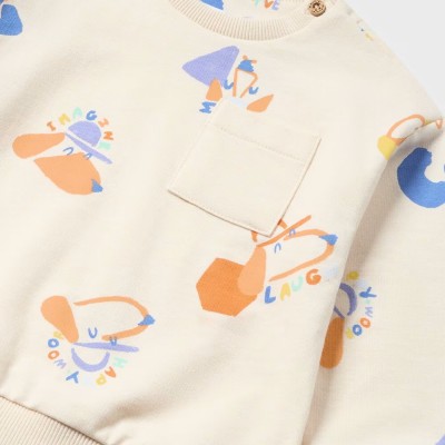 Baby Beige Sweatshirt With Dogs Mayoral
