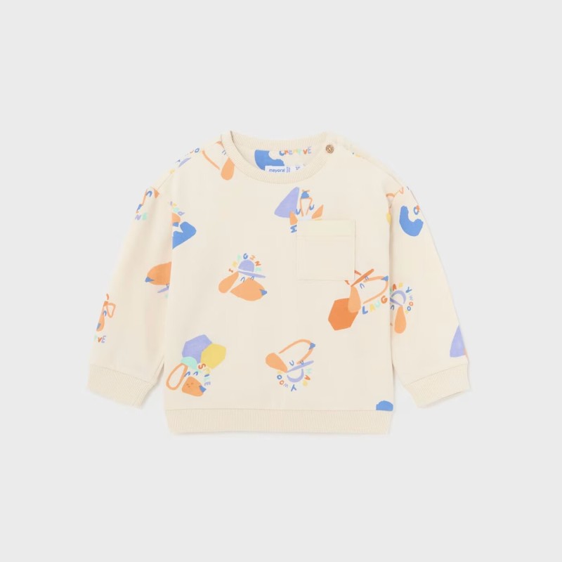 Baby Beige Sweatshirt With Dogs Mayoral