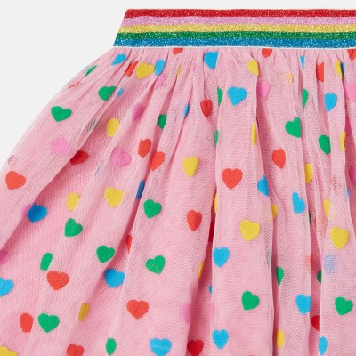 Baby Multicolour Heart Print Pink Tulle Skirt Stella McCartney