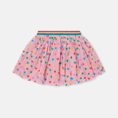 Baby Multicolour Heart Print Pink Tulle Skirt Stella McCartney