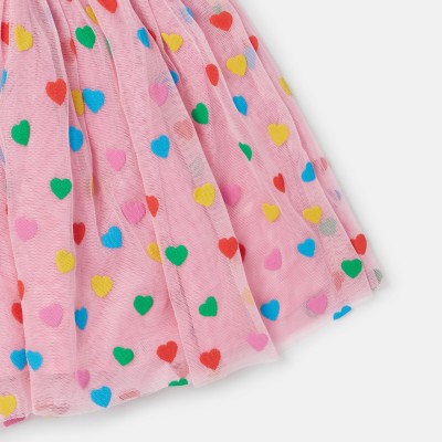 Baby Multicolour Heart Print Pink Tulle Skirt Stella McCartney