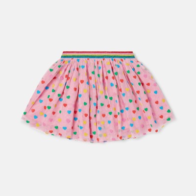 Baby Multicolour Heart Print Pink Tulle Skirt Stella McCartney