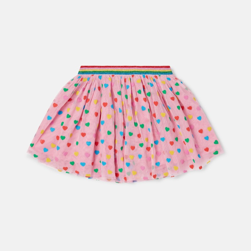 Baby Multicolour Heart Print Pink Tulle Skirt Stella McCartney