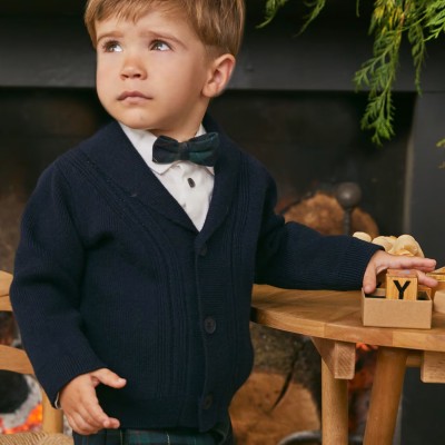 Baby Dark Blue Knitted Cardigan Abel and Lula