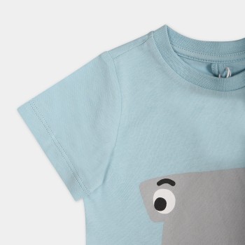 Stella McCartney Βρεφικό Ανοιχτό Μπλε Φορμάκι με Στάμπα Σφυροκέφαλου Καρχαρία