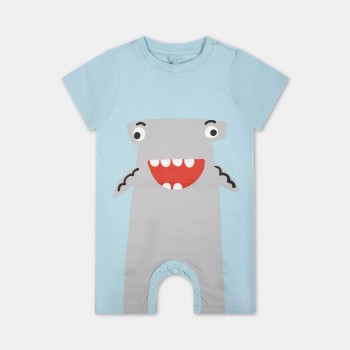 Stella McCartney Βρεφικό Ανοιχτό Μπλε Φορμάκι με Στάμπα Σφυροκέφαλου Καρχαρία