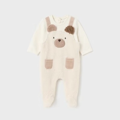 Baby Ecru Romper Salopette Teddy Bear Mayoral