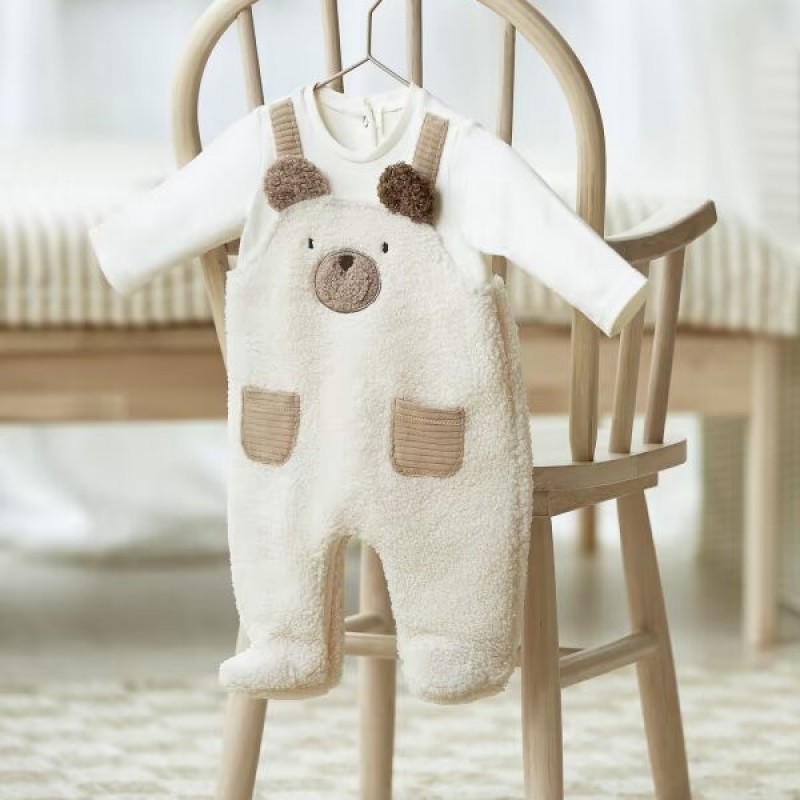 Baby Ecru Romper Salopette Teddy Bear Mayoral