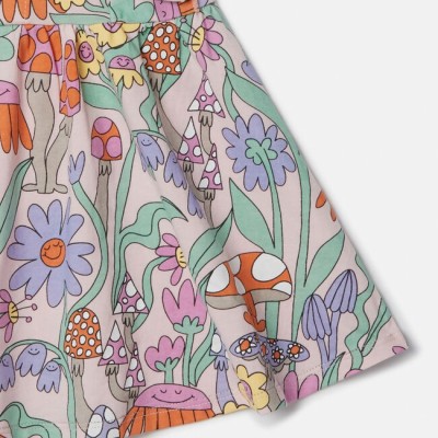 Woodland Print Pleated Cap-Sleeve Dress Stella Mc Cartney
