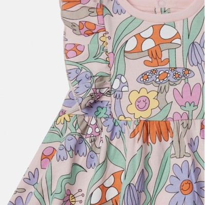 Woodland Print Pleated Cap-Sleeve Dress Stella Mc Cartney