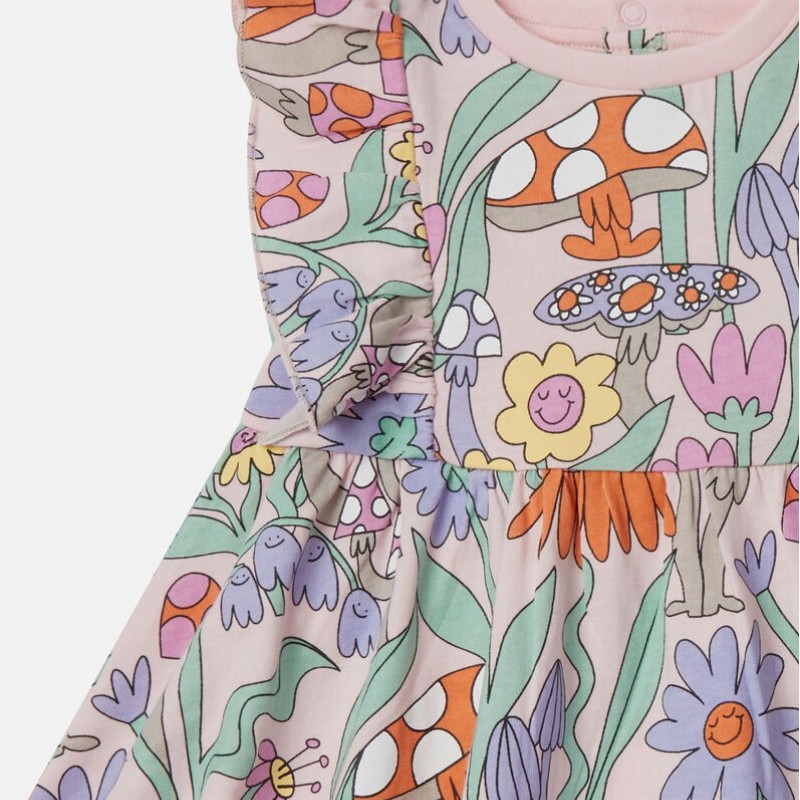 Woodland Print Pleated Cap-Sleeve Dress Stella Mc Cartney
