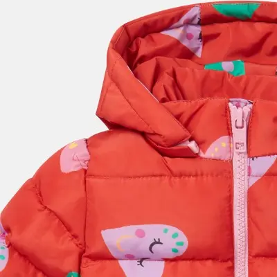 Stella McCartney Baby Red Puffer Jacket With Smiley Hearts