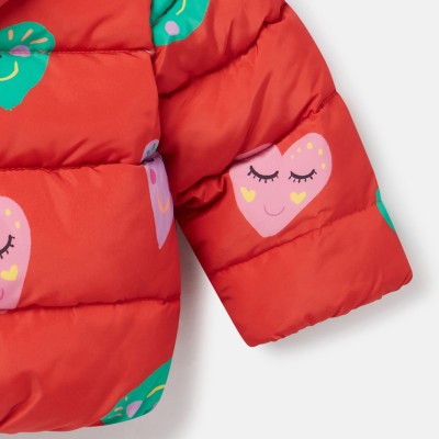 Baby Red Puffer Jacket With Smiley Hearts Stella McCartney