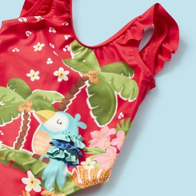 Baby Red One Piece Swimsuit With Veraman Parrot Mayoral