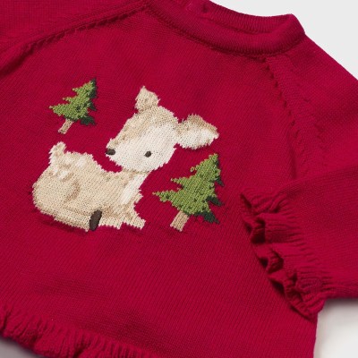 Mayoral Βρεφικό Κόκκινο Σετ Ρούχων Με Ελαφάκια