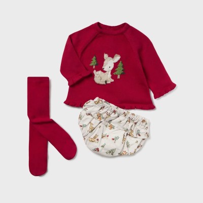 Mayoral Βρεφικό Κόκκινο Σετ Ρούχων Με Ελαφάκια