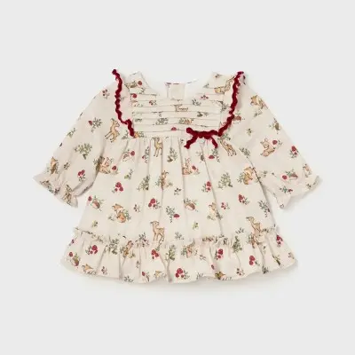 mayoral christmas dress Baby Cream Printed Christmas Dress Mayoral