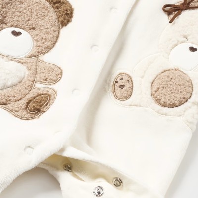 Baby's White Velvet Teddy Bear Jumpsuit Mayoral