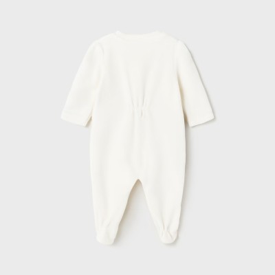Baby's White Velvet Teddy Bear Jumpsuit Mayoral