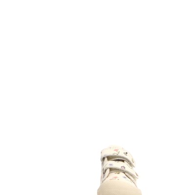 Baby White Leather Shoe With Flowers Naturino