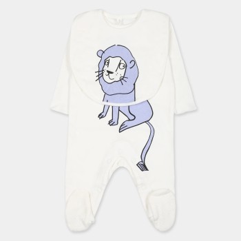 Βρεφικό Λευκό Φορμάκι/Σαλιάρα Με Λιλά Λιοντάρι Stella McCartney