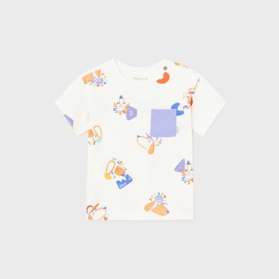 Baby White T-Shirt With Dogs Mayoral