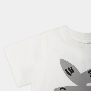 Stella McCartney Βρεφικό Λευκό μπλουζάκι με σφυροκέφαλο καρχαρία 